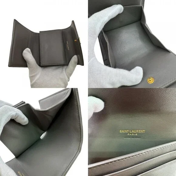 Saint Laurent Stitch Trifold Wallet Gray - Picture 8 of 8